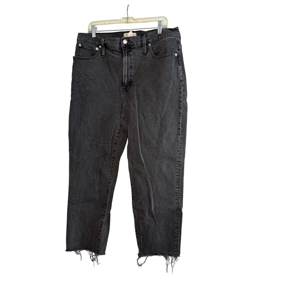 Madewell The Perfect Vintage Jeans Black Raw Hem High Rise Women’s Size 33